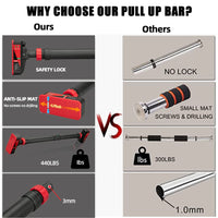 Barra Trazioni Garvee per Telai Porte Regolabile 27,2"-36,2" Acciaio Antiscivolo - Ideale Regalo Festa del Papà, 440 lb