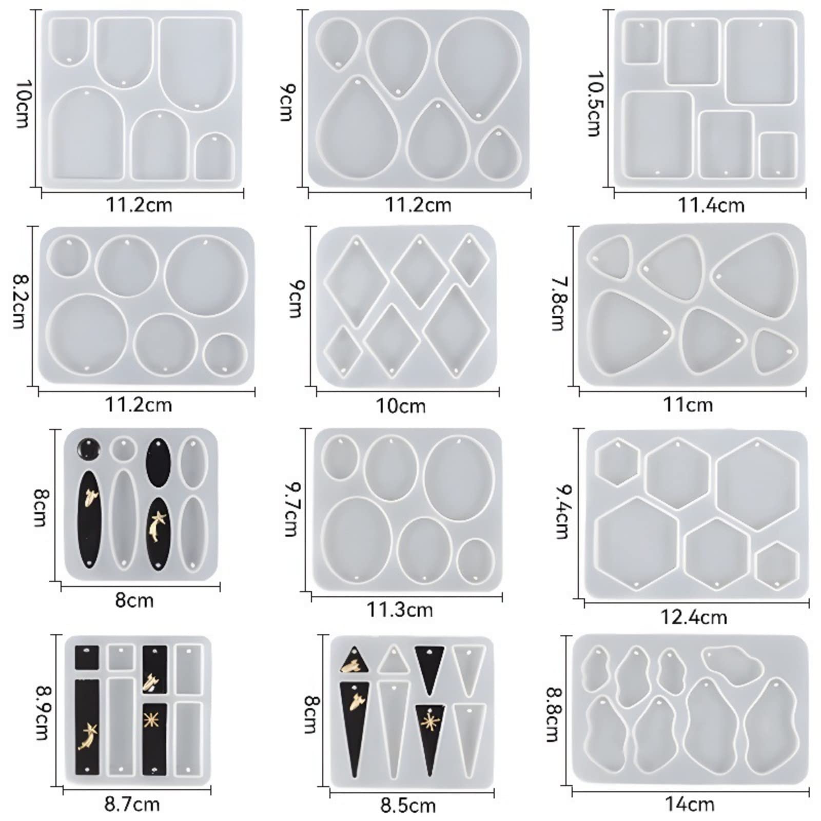 Set di 12 stampi per orecchini in silicone Garvee, ovali ed esagonali, in resina epossidica, versatili per donne e ragazze, per la creazione di gioielli.