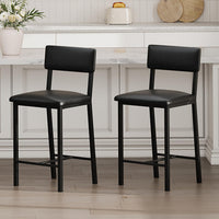 Set di 2 sgabelli da bar Garvee, in similpelle, ergonomici e stabili, MDF e acciaio, 25 pollici, per cucina e bar, impermeabili e antiruggine