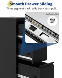 Mobiletto portadocumenti in metallo Garvee a 3 cassetti con serratura per ufficio e casa, acciaio da 6 mm, nero, verticale, resistente