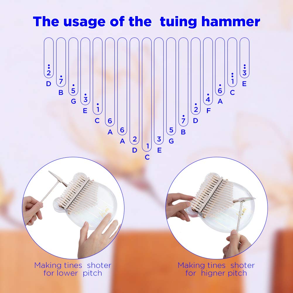 Garvee Kalimba a forma di orso arcobaleno, 17 tasti, materiale in legno risonante, portatile, colorato, per gli amanti della musica