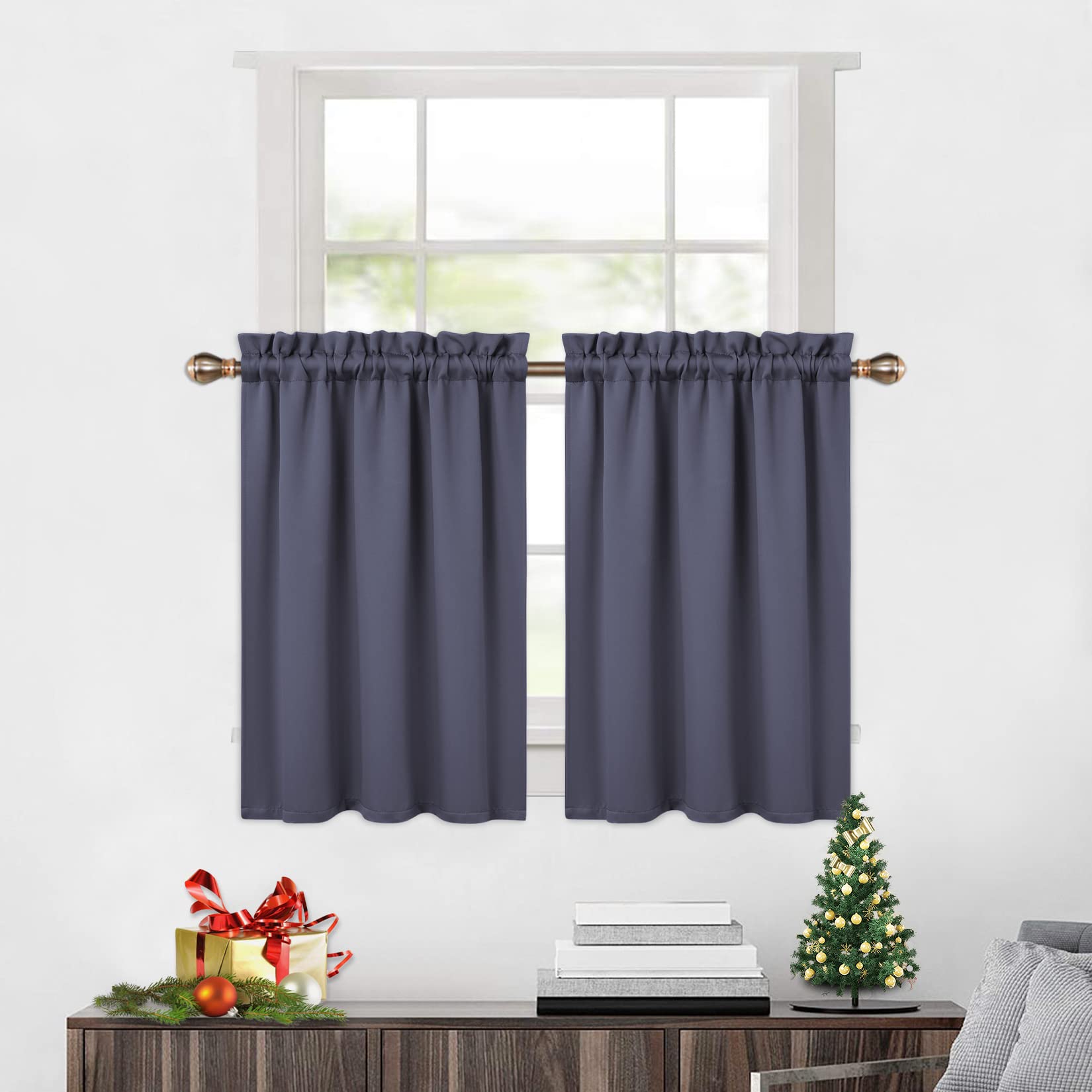 Tende oscuranti Garvee, 2 pezzi, per finestre, soggiorno, cucina, camera da letto, isolate termicamente, 26×24 pollici, grigio scuro