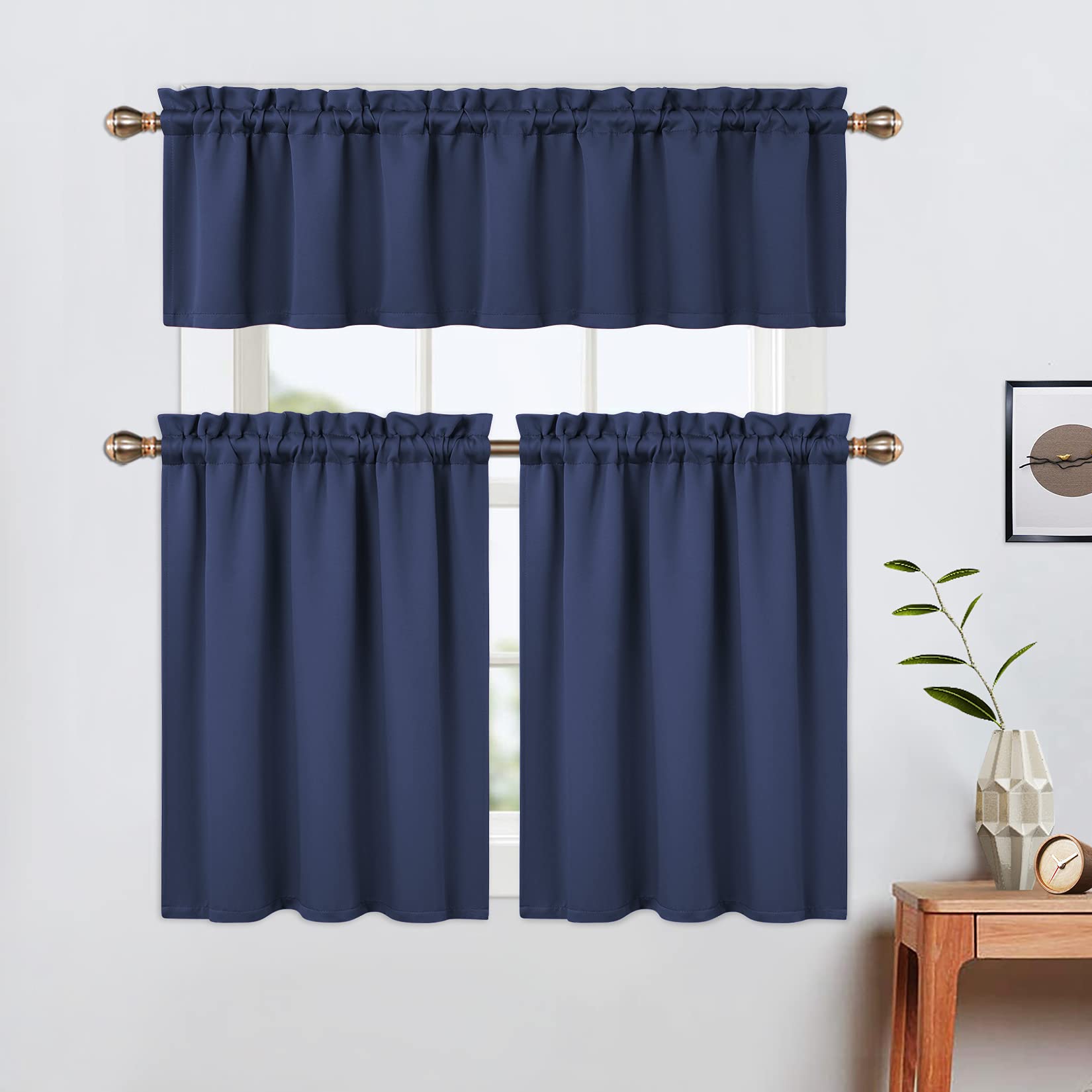 Tende oscuranti corte Garvee da 24 pollici, 2 pannelli, oscuranti, materiale pesante, blu navy, per piccole finestre, cucina e soggiorno