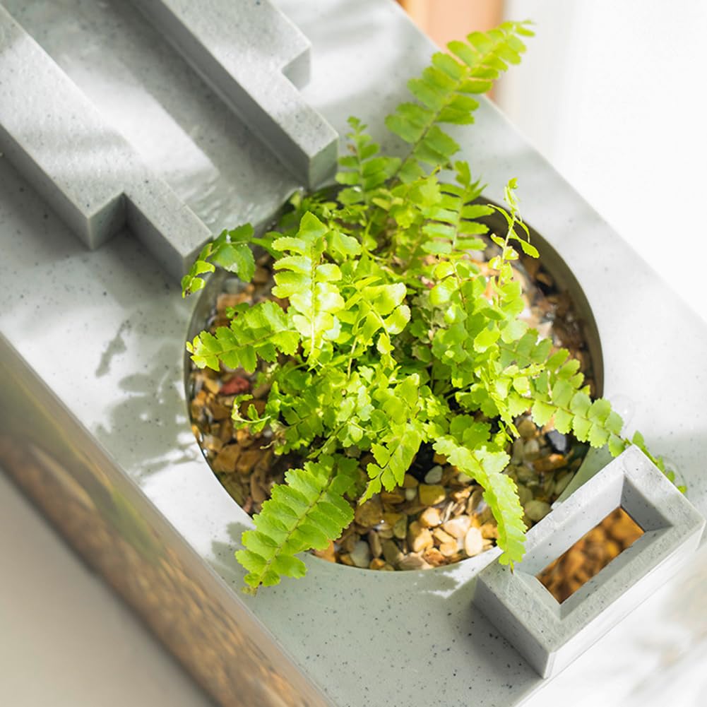 Garvee Micro Landscape Aquarium Set completo con filtro a flusso d'acqua silenzioso per la decorazione della scrivania dell'ufficio 31,5x13x16,5 cm trasparente