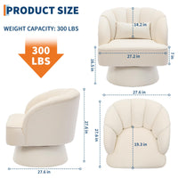 Poltrona girevole moderna Garvee a forma di botte, con rivestimento in velluto beige a 360°, per soggiorno e camera da letto