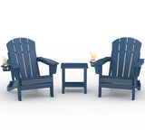 Garvee Set 2 Sedie Adirondack Pieghevoli con Tavolino, HDPE Resistente, Blu Navy, Patio e Giardino, Ergonomico, 30"D x 29"W x 35.5"H