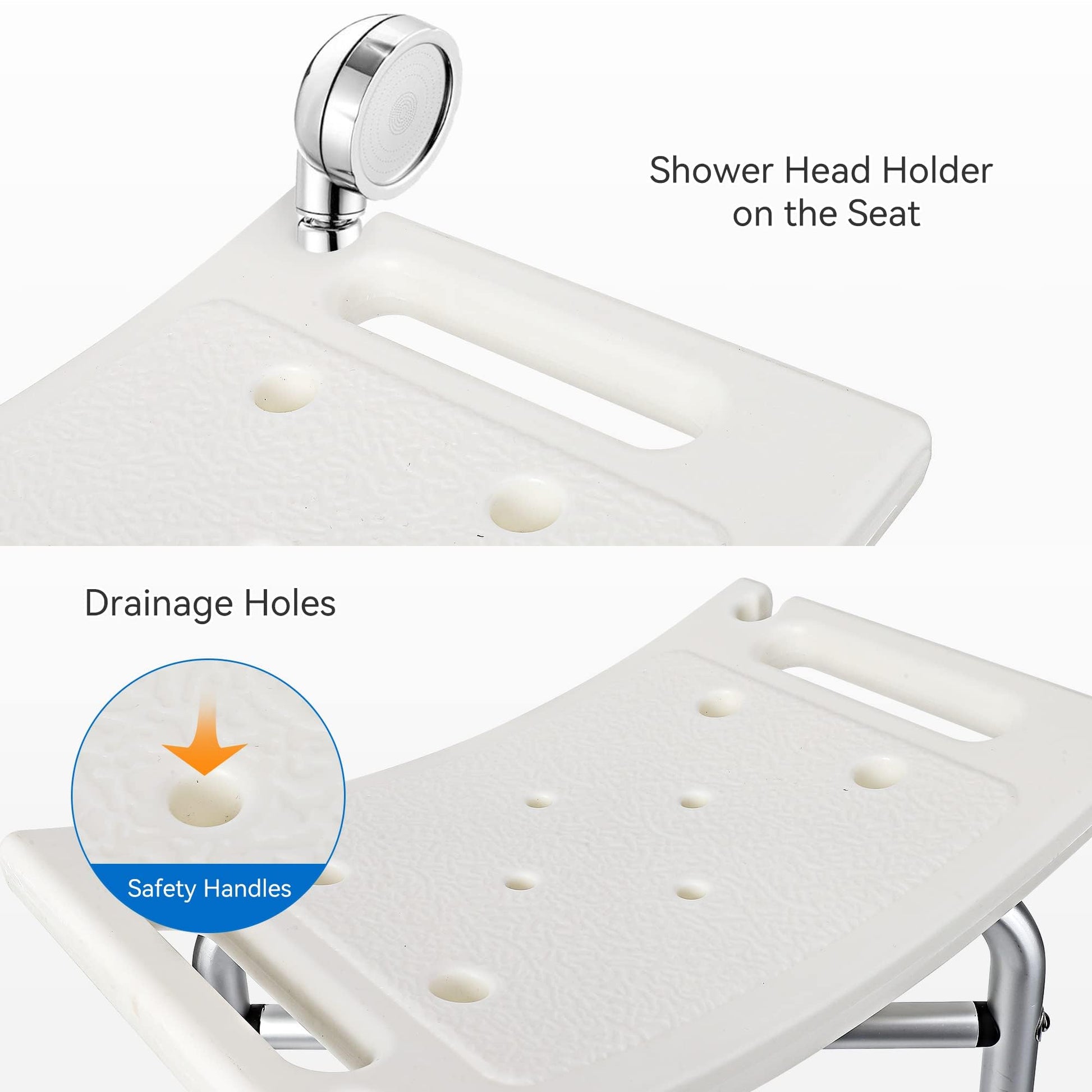 Sedia da doccia Garvee, altezza regolabile, telaio in alluminio, antiscivolo, per anziani e disabili, vasca da bagno interna, larghezza seduta 12 pollici