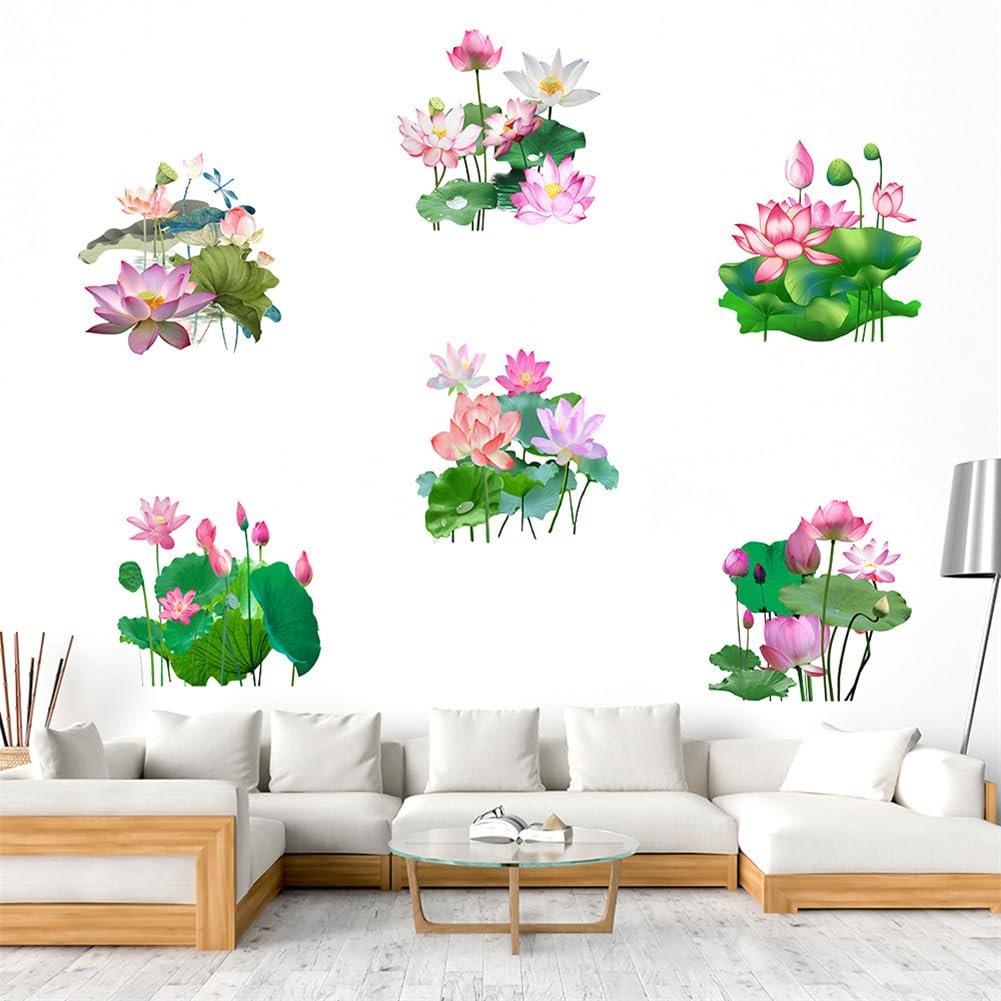 Adesivi per WC Garvee Lotus, impermeabili, in PVC autoadesivo, per bagno, soggiorno, camera da letto, 30 x 30 cm, colori assortiti