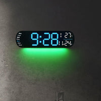 Garvee Digital LED Väggklocka 35 cm, Luminosità regolabile, Settimana, Temperatura, Funzione di memoria, Blu, Per cucina, soggiorno, camera da letto, ufficio