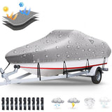 Garvee Boat Cover 17' 420D Oxford impermeabile con cinghie regolabili rinforzate per pesca e tempo libero argento