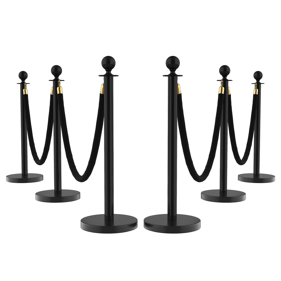 Set di 6 colonnine anti-folla Garvee con tappeto rosso da 26 piedi e 4 corde di velluto rosso da 5 piedi, acciaio inossidabile, per eventi e hotel, base in cemento, installazione senza attrezzi