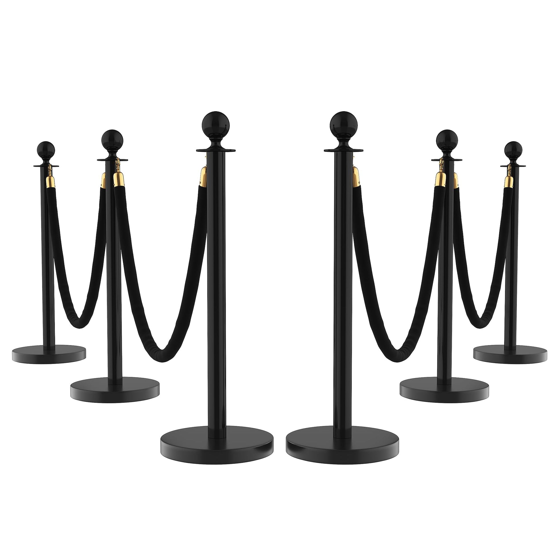 Set di 6 colonnine anti-folla Garvee con tappeto rosso da 26 piedi e 4 corde di velluto rosso da 5 piedi, acciaio inossidabile, per eventi e hotel, base in cemento, installazione senza attrezzi