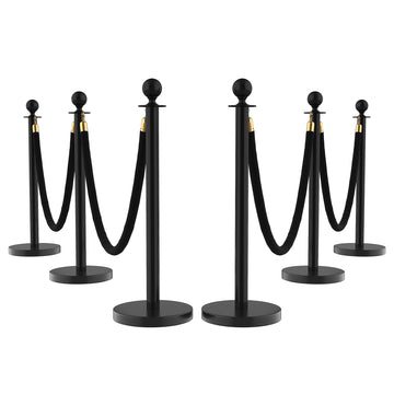 Set di 6 colonnine anti-folla Garvee con tappeto rosso da 26 piedi e 4 corde di velluto rosso da 5 piedi, acciaio inossidabile, per eventi e hotel, base in cemento, installazione senza attrezzi