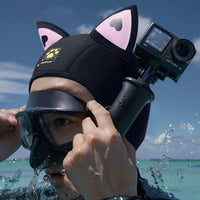 Cappuccio da sub Garvee con orecchie di gatto, neoprene da 3 mm, impermeabile, elastico con sottogola, per immersioni e sport acquatici