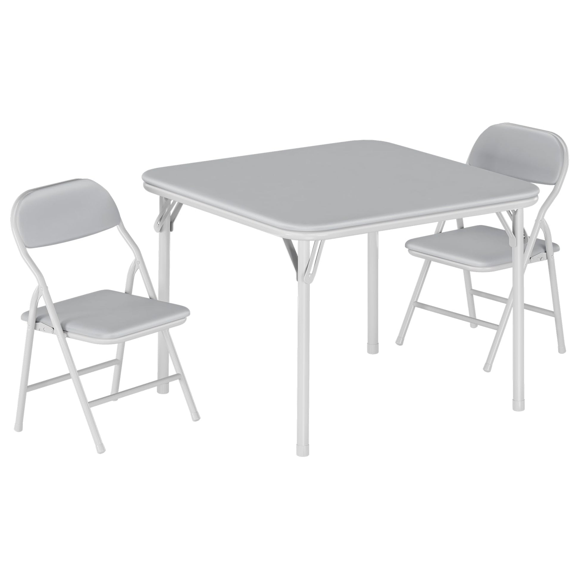 Garvee Set tavolo e sedie pieghevoli per bambini, 3 pezzi, pieghevole, in similpelle, struttura in metallo, leggero, per sala giochi e campeggio, multicolore