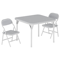 Garvee Set tavolo e sedie pieghevoli per bambini, 3 pezzi, pieghevole, in similpelle, struttura in metallo, leggero, per sala giochi e campeggio, multicolore
