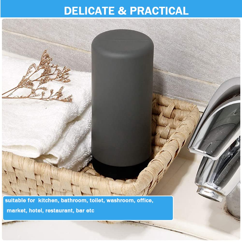 Garvee - Confezione da 2 dispenser di sapone ricaricabili per cucina e bagno, design a pressione, grigio, pratici e moderni