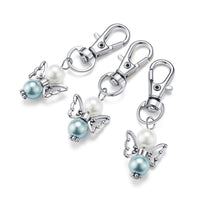 Set portachiavi Garvee Guardian Angel, 20 pezzi con perla, lega di zinco, sacchetto in organza per baby shower e matrimonio, 2.1 pollici, trasparente
