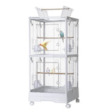 Gabbia per uccelli Garvee piccola con ruote, gabbia per parrocchetti da 40", trasportino per uccelli 3 in 1 per casa e viaggio, struttura in acciaio, rete rimovibile