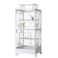 Gabbia per uccelli Garvee piccola con ruote, gabbia per parrocchetti da 40", trasportino per uccelli 3 in 1 per casa e viaggio, struttura in acciaio, rete rimovibile