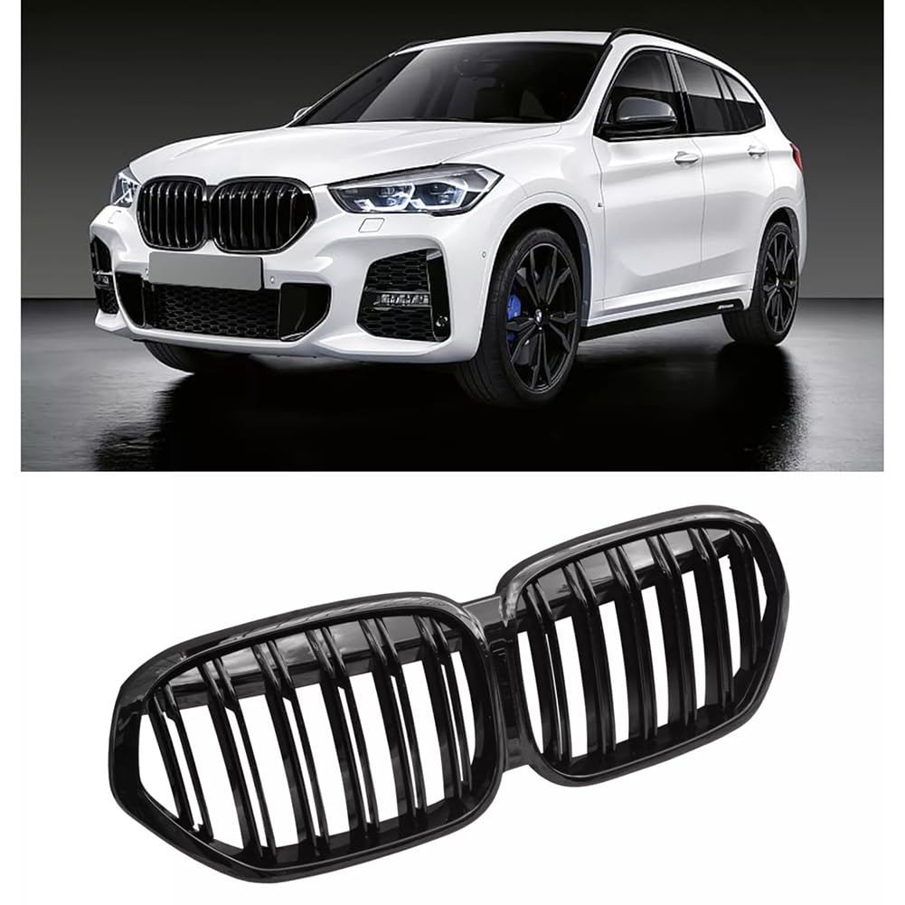 Griglia anteriore Garvee Auto con doppi montanti per X1 F48 F49 2020-2022, plastica ABS, nera, paraurti anteriore, resistente alle intemperie, raffreddamento migliorato