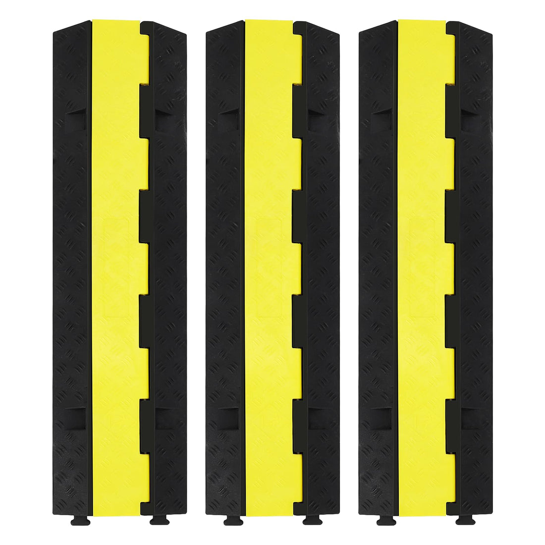 Rampa di protezione per cavi Garvee da 3 pezzi, 2 canali, capacità di carico di 11000 libbre, gomma antiscivolo in PVC per parcheggi e cantieri edili