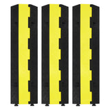 Rampa di protezione per cavi Garvee da 3 pezzi, 2 canali, capacità di carico di 11000 libbre, gomma antiscivolo in PVC per parcheggi e cantieri edili - giallo