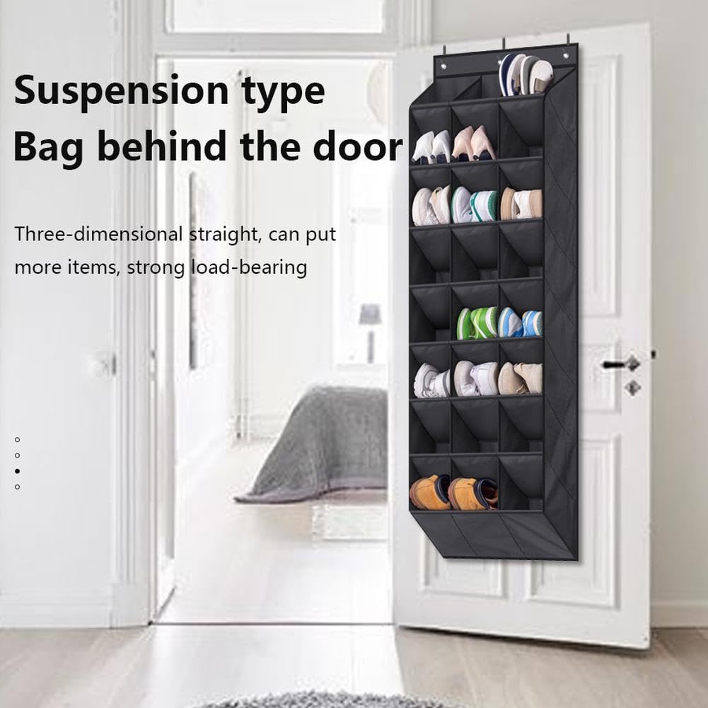 Organizzatore per scarpe da appendere alla porta Garvee con 24 tasche, salvaspazio, robusto, per camera da letto e bagno, neutro