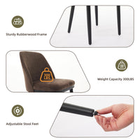 Garvee, set di 2 sedie da pranzo moderne, rivestimento in lino, schienale curvo, gambe in legno, sedia beige per cucina e soggiorno