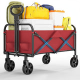 Carrello da campeggio Garvee, tessuto Oxford 600D, telaio in acciaio, pieghevole, leggero, per uso esterno in spiaggia, 73x46,5x89,5 cm - Nero
