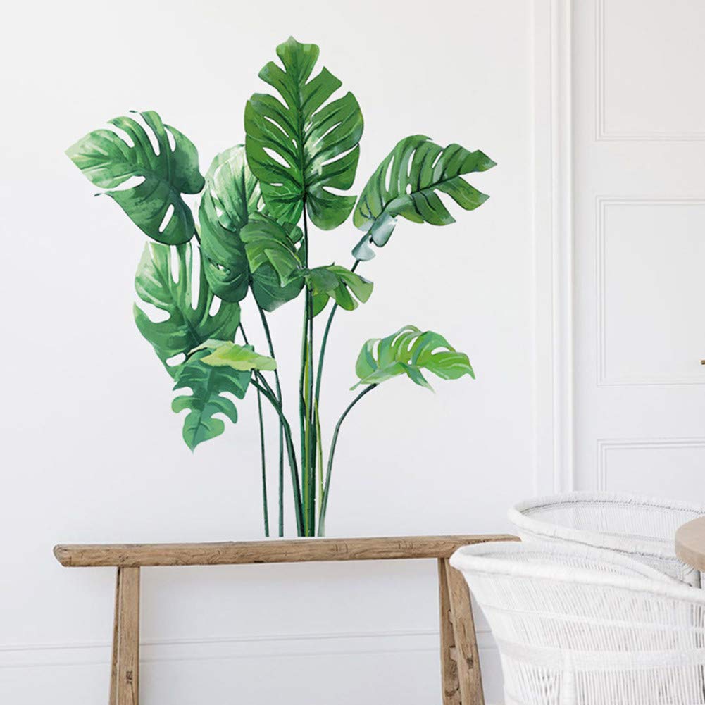 Adesivi murali Garvee Tropical Plants 30 x 90 cm in vinile verde decorativo per soggiorno, camera da letto, cucina, bagno
