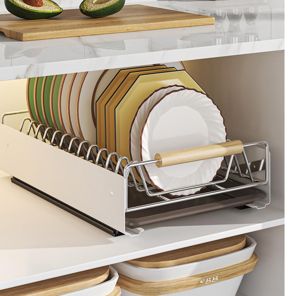 Garvee Organizer estensibile per mobili da cucina con chiusura adesiva, robusto acciaio al carbonio per cucina e bagno, bianco, taglia unica