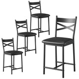 Garvee Set di 4 Sgabelli da Bar 57 cm con Schienale a X, Cuscino Spesso, Pelle PU Impermeabile, Struttura in Metallo, Nero e Marrone Rustico per Cucina e Sala da Pranzo - Black