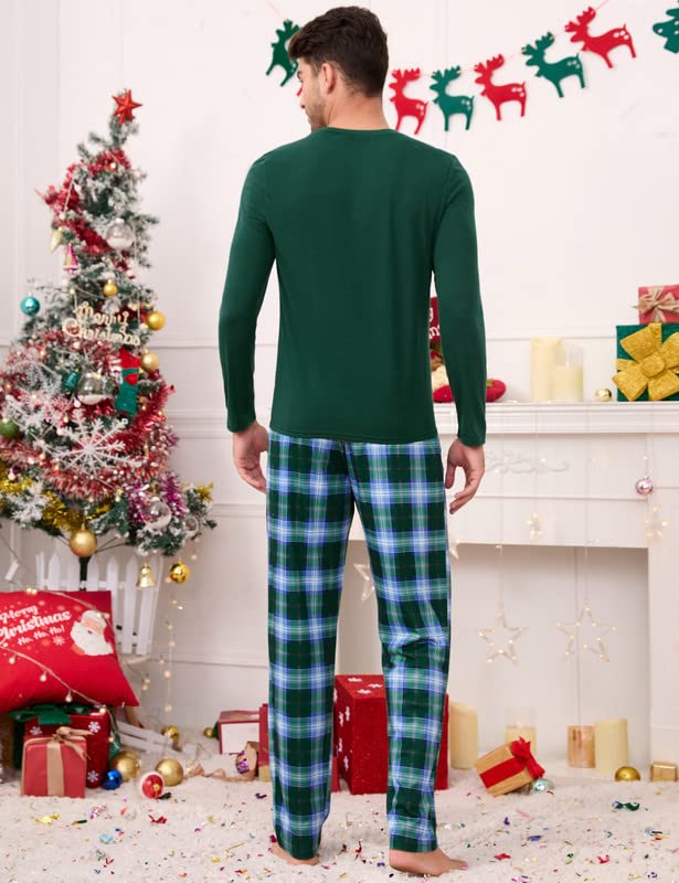 Garvee Pigiama natalizio per la famiglia, pigiama a due pezzi a maniche lunghe per uomo, verde, taglia 1 XL