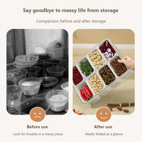 Vassoio di servizio diviso Garvee Large Snack Box con coperchio per piatti da snack portatili, organizer trasparente con scomparti multipli.