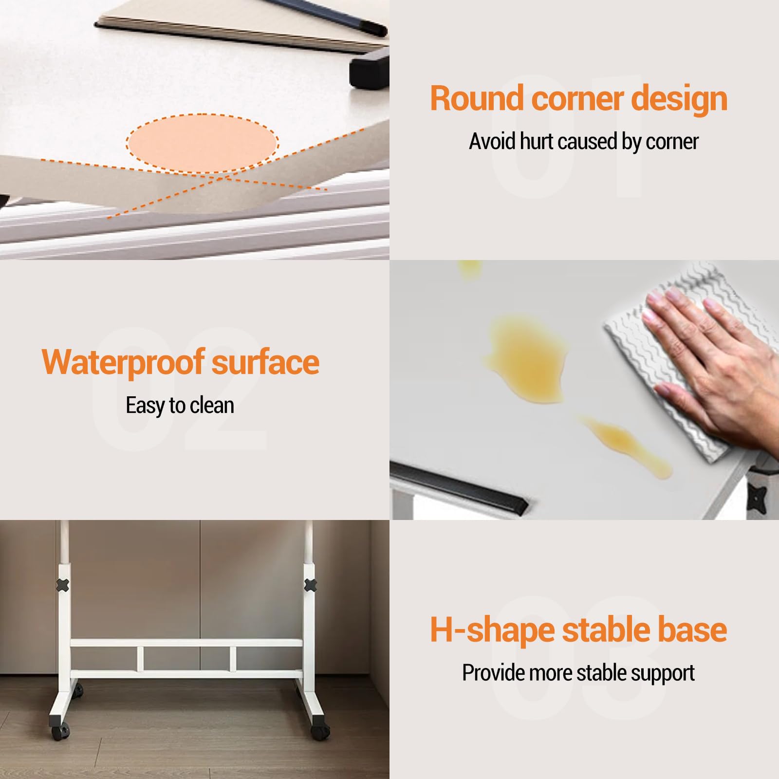 Scrivania regolabile in altezza Garvee con ruote, piano inclinabile, altezza 65-87 cm, struttura in acciaio, 40x60 cm, ufficio e soggiorno, nero