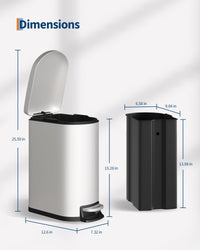 Pattumiera in metallo Garvee da 2,6 galloni/10 litri con coperchio, sottile, impermeabile per camera da letto e ufficio, cestino interno, maniglia, chiusura silenziosa