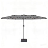 Garvee Ombrellone Giardino Rettangolare 15 Piedi Con Luci Solari E Base Inclusa Per Giardino Cortile Terrazza Bordo Piscina, 4,5x2,7m, Verde - Grigio