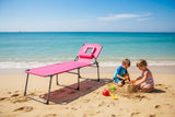 Garvee Sedia Abbronzante Con Foro Per Il Viso, 5 Posizioni Regolabili, Cuscino, Tasca Laterale, Tessuto Oxford Resistente, Pieghevole, Portatile Per Spiaggia E Giardino, Nero - Pink