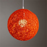 Garvee Lampada a Sospensione Esterna in Rattan Intrecciato - Paralume Rotondo 15 cm - Stile Bohemien - Luce Morbida - Giardino, Veranda, Soggiorno - 7 Colori - Naranja