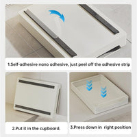 Organizzatore estensibile per mobili da cucina Garvee, acciaio al carbonio, autoadesivo, nero, 25x43x7 cm, per cucina e bagno