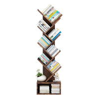 Libreria Garvee Tree, 8 ripiani, robusta e salvaspazio, in legno MDF, design vintage, per soggiorno e cameretta dei bambini, 37,5 cm di profondità x 20,5 cm di larghezza x 130 cm di altezza