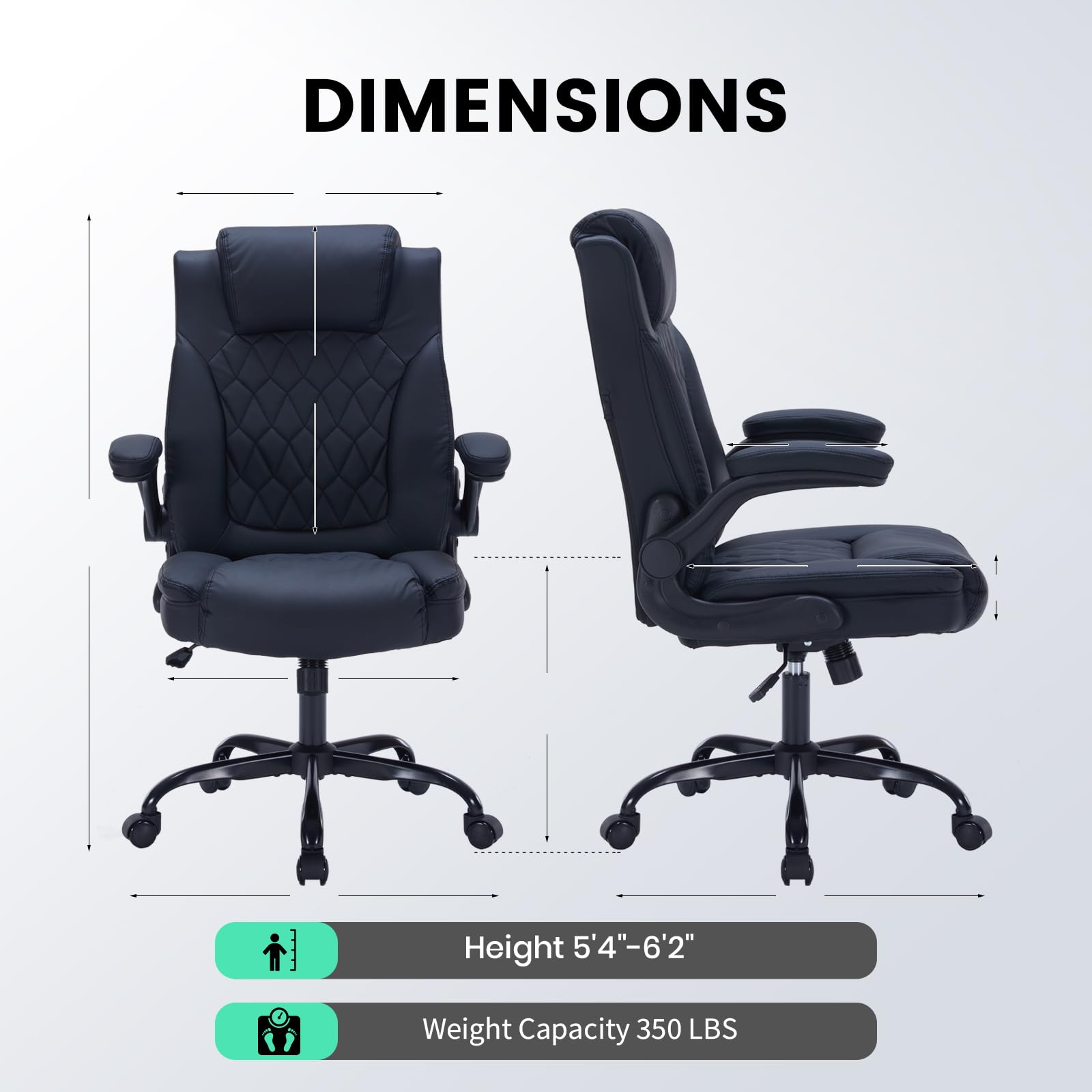 Garvee Sedia Da Ufficio Ergonomica In Pelle PU Nera Con Supporto Lombare Regolabile Confortevole Design Moderno Per Ufficio E Studio