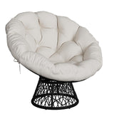Garvee Poltrona Papasan Ergonomica 94 cm con Cuscino Spesso, Struttura Acciaio Robusto, Base Girevole 360°, Wicker Resistente per Soggiorno e Camera - Beige