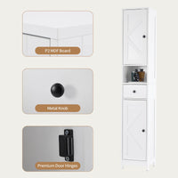 Mobiletto da bagno alto Garvee con 2 ripiani regolabili, autoportante, MDF resistente, design bianco moderno, salvaspazio per bagno e cucina