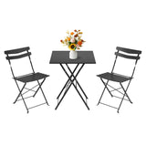 Garvee Set Bistro Da Patio 3 Pezzi Tavolo E 2 Sedie Pieghevoli Metallo Resistente Per Balcone E Giardino Colorato - Black