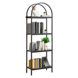 Libreria ad arco Garvee a 4 ripiani, struttura in metallo, moderna e robusta, per soggiorno, ufficio, nero - nero