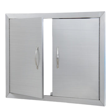 Porte da cucina per esterni Garvee, 30.5x21 pollici, in acciaio inox, doppio accesso, chiusura magnetica per barbecue, stazione grill, giardino