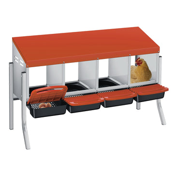 Nido per polli Garvee a 3 fori, in metallo, antiruggine, con vassoio rimovibile per cortile e fattoria, comodo e facile da pulire