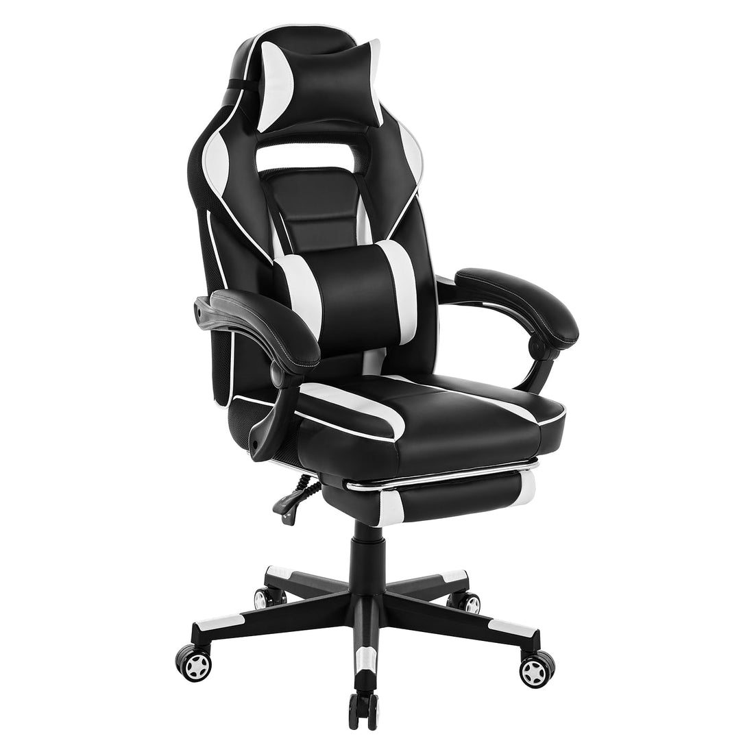 Sedia da ufficio ergonomica Garvee grande e alta con poggiapiedi per ufficio e gaming 20,1"x18,9" in pelle PU nera